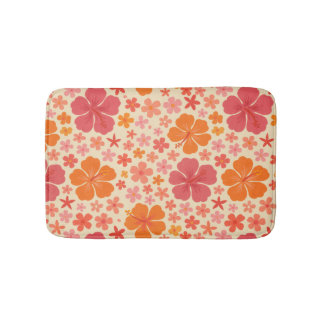 Sixties Hawaiian hibiscus pattern Bath Mat