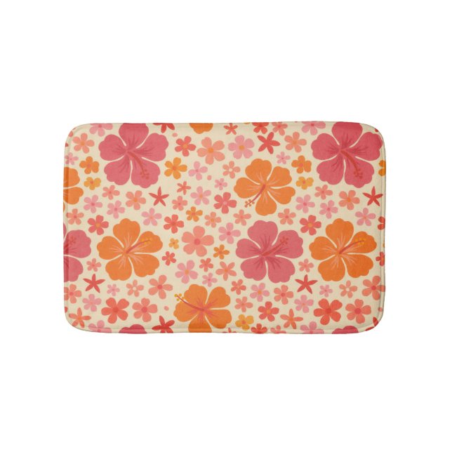 Sixties Hawaiian hibiscus pattern Bath Mat (Front)