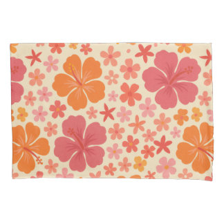 Sixties Hawaiian hibiscus pattern Pillowcase