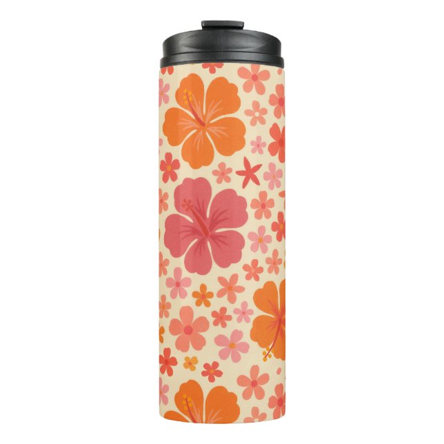 Sixties Hawaiian hibiscus pattern Thermal Tumbler (Front)