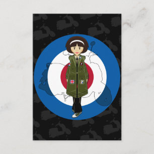 Sixties Mod Girl in Parka with Scooter RSVP Card