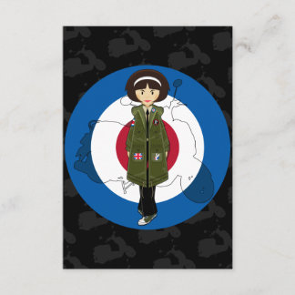 Sixties Mod Girl in Parka with Scooter RSVP Card