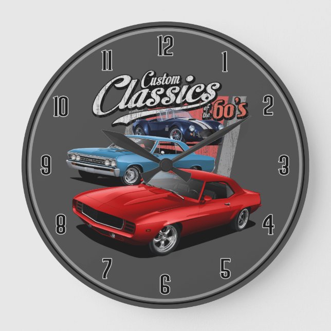 Sixties Muscle Cars Large Clock (Front)