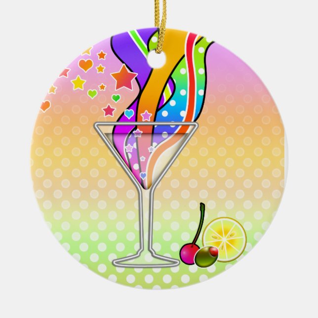 SIXTIES POP ART STYLE MARTINI CERAMIC ORNAMENT (Front)