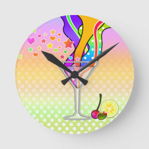 SIXTIES POP ART STYLE MARTINI ROUND CLOCK