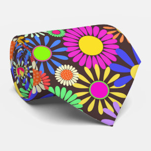 Sixties Retro Daisy Flower Garden Pattern Tie