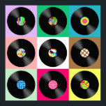 Sixties Retro Vintage Vinyl Record Pop Art Poster<br><div class="desc">Vintage vinyl record collection.</div>