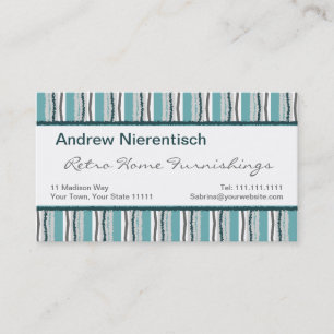 Sixties Retro ZigZag Classy Green Striped Pattern Business Card