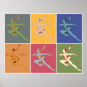 Sixties style popart ice ballerina x 6 poster