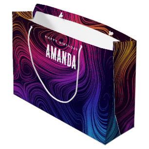 Sixties Vibe Circles & Swirls Cool Birthday Large Gift Bag