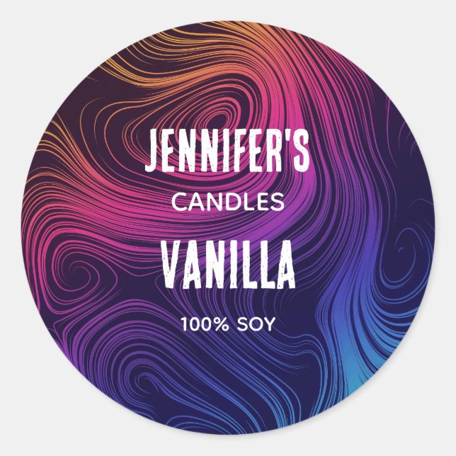 Sixties Vibe Circles & Swirls Cool Candle Business Classic Round Sticker (Front)