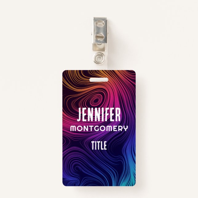 Sixties Vibe Circles & Swirls Cool Pattern Badge (Front with Clip)