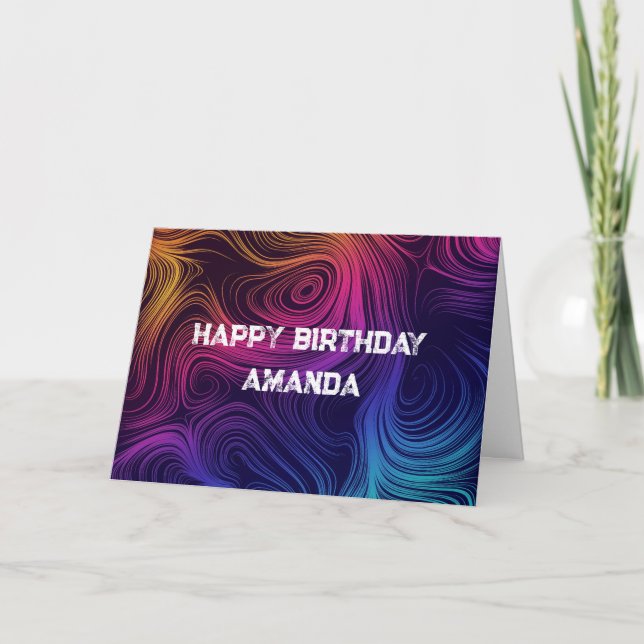 Sixties Vibe Circles & Swirls Pattern Birthday Card (Front)