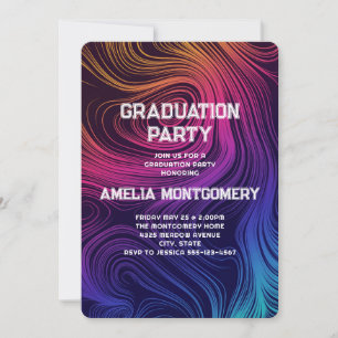 Sixties Vibe Circles & Swirls Pattern Graduation Invitation