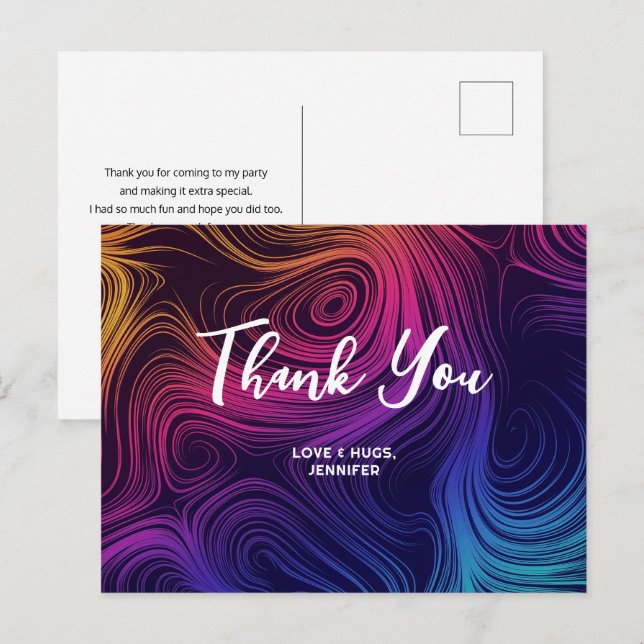 Sixties Vibe Circles & Swirls Pattern Thank You Postcard (Front/Back)