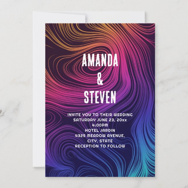 Sixties Vibe Circles & Swirls Pattern Wedding Invitation (Front)