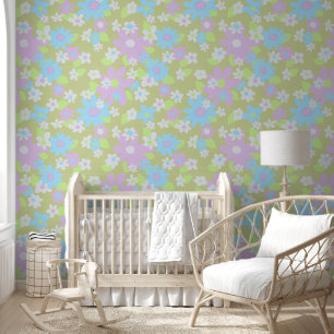 Sixties vintage flower wallpaper