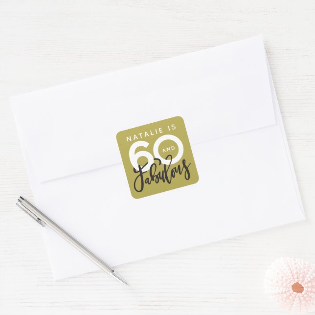 sixtieth making 60 look good birthday favour square sticker (Envelope)