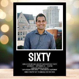 Sixty 60th Birthday Bold Type Photo Invitation