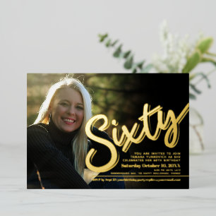 Sixty 60th Birthday custom photo script gold
