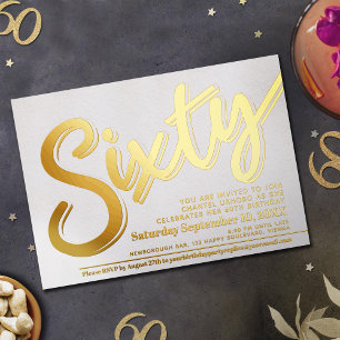 Sixty 60th Birthday party white with gold script