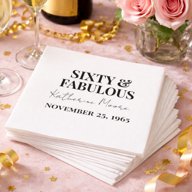Sixty and Fabulous  60th Birthday Party Napkin (Creator Uploaded)