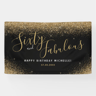 Sixty And Fabulous Birthday Party Glitter Name Banner