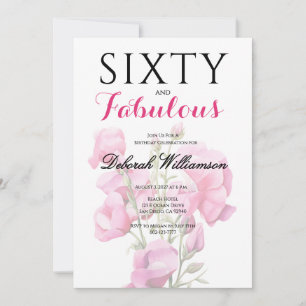 Sixty and Fabulous Black Pink 60th Birthday Invitation