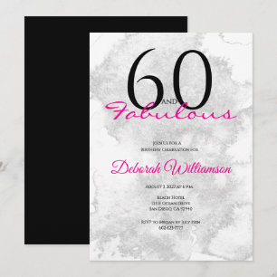 Sixty and Fabulous Black Pink 60th Birthday Invitation