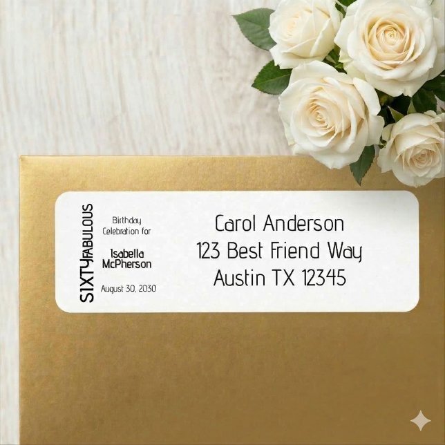 Sixty and Fabulous Bold Birthday Return Address (Creator Uploaded)