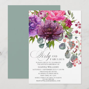 Sixty and Fabulous Elegant Floral 60th Birthday Invitation