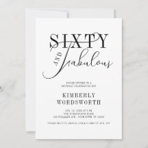 Sixty and Fabulous Elegant Script 60th Birthday
