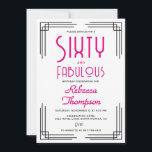 Sixty and Fabulous Hot Pink Art Deco 60th Birthday Invitation<br><div class="desc">Sixty and Fabulous Hot Pink Art Deco 60th Birthday Invitation that you can personalize for your sixtieth birthday party celebration. This invitation features art deco corners,  and her name and "Sixty and Fabulous" are set using trending bold font typography.</div>