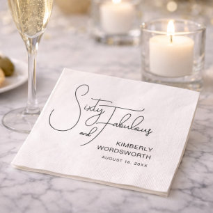 Sixty and Fabulous Name Date 60th Birthday Party Napkin