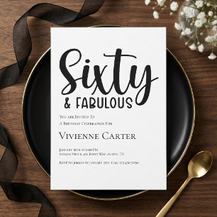 Sixty and Fabulous Script 60th Birthday Party Invitation