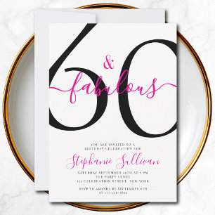 Sixty and Fabulous Script 60th Birthday Party Invitation