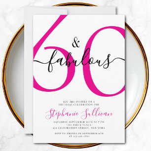Sixty and Fabulous Script 60th Birthday Party Invitation