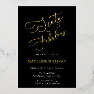 Sixty and Fabulous Script Gold 60th Birthday Party