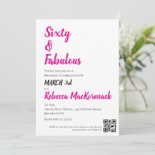 Sixty and Fabulous Script Pink 60th Birthday Invitation