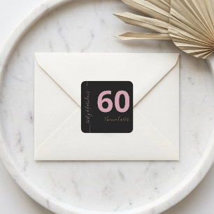 Sixty and Fabulous Script Pink 60th Birthday Party Square Sticker