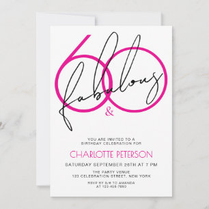 Sixty and Fabulous Stylish 60th Birthday Party Invitation