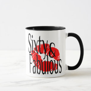 Sixty and Fabulous with Hot Red Lips Mug