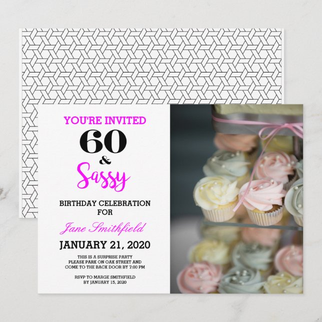Sixty And Sassy 60th Birthday Party Invitation (Front/Back)