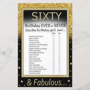 Sixty Birthday Ever or Never Game