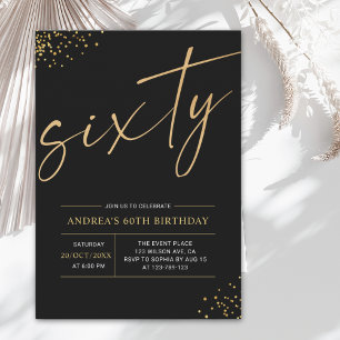 Sixty Birthday Gold & Black 60th Birthday Invitation