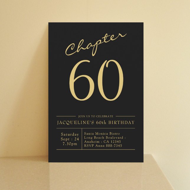 Sixty Black Gold 60th Birthday Party Invitation (Creator Uploaded)