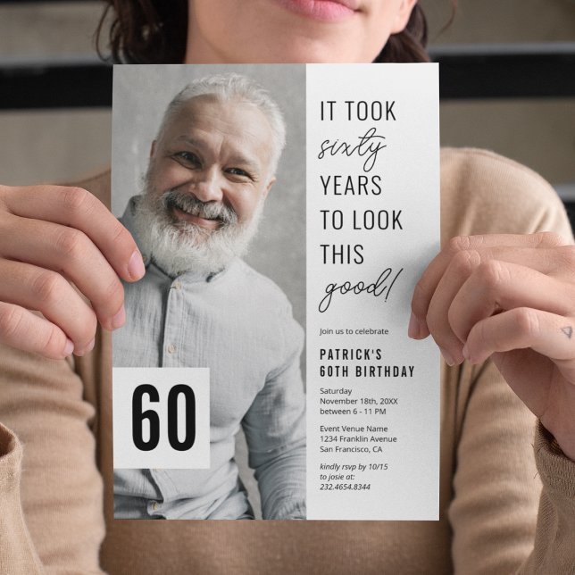 Sixty Chic Photo 60th Birthday Party Invitation (Creator Uploaded)