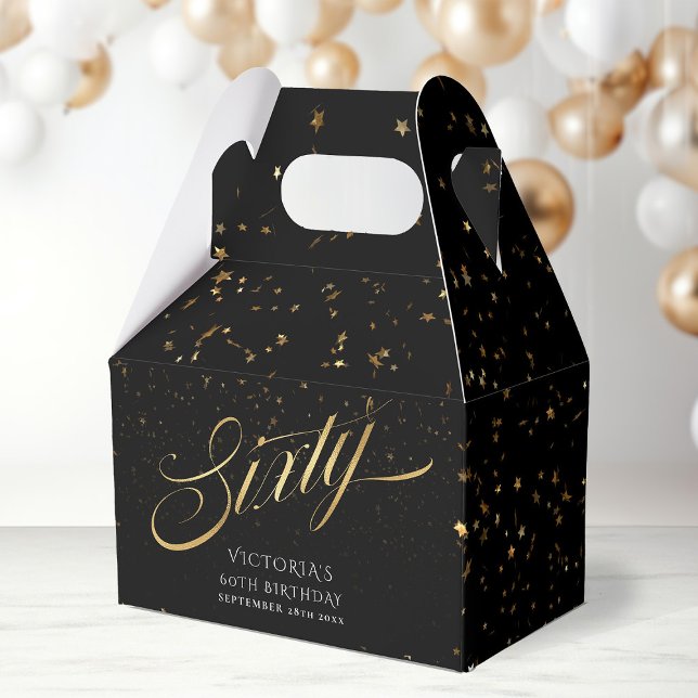 Sixty Elegant Black and Gold 60th Birthday Party Favor Box (Sixty Elegant Black and Gold 60th Birthday Party Favor Boxes)