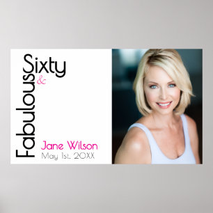 Sixty Fabulous Birthday Chic Pink & Black Poster