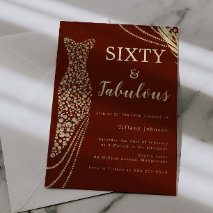 Sixty & Fabulous Burgundy & Gold 60th Birthday 